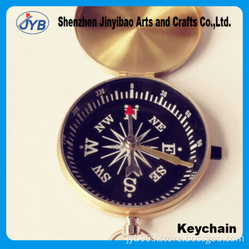 Brass material type compass camp use keychain for promotion